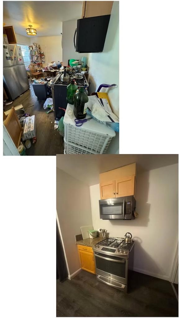 Kitchen before and after — first angle, clutter cleared by Kiera Rain, Fremont CA