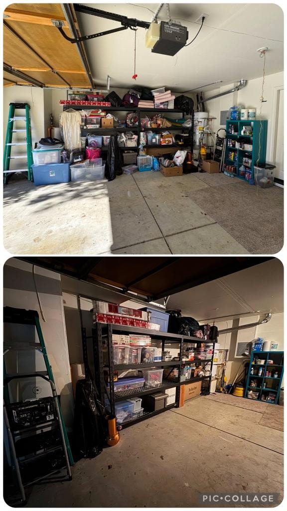Garage before and after professional organizing by Kiera Rain, Bay Area Professional Organizer, Blackhawk CA