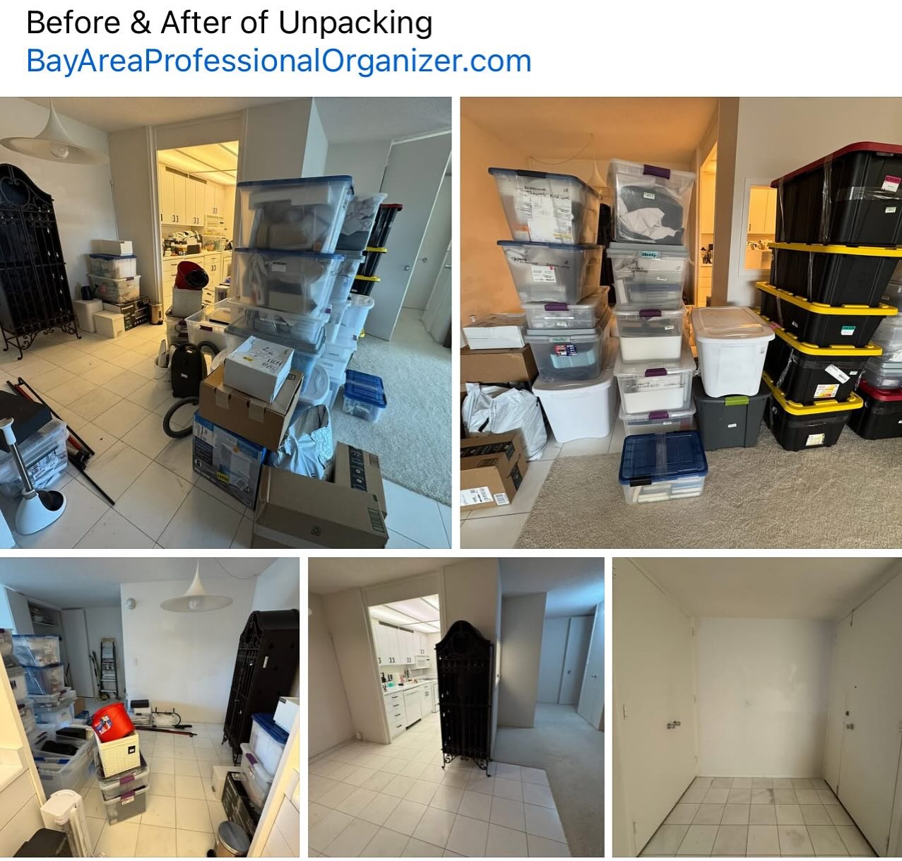 Home move-in unpacking and organizing transformation by Kiera Rain, professional home organizer in Orinda CA